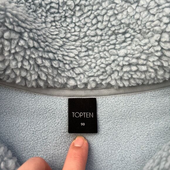 Sherpa Aviator Jacket Light Blue Pastel Cute Pockets Warm Cozy from Korea Medium - Picture 4 of 10